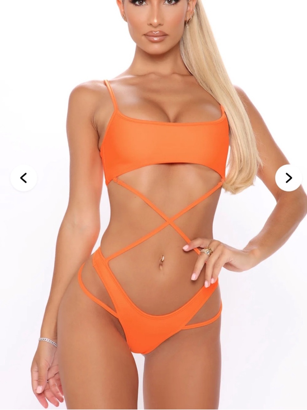Fashion Nova Sweet Summer Nights 2 Piece Bikini Set - Neon Orange
